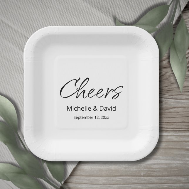 Modern Boho Casual Script Wedding Reception  Paper Plates (Creator Uploaded)