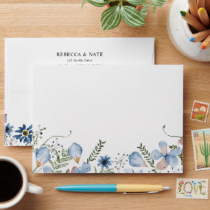 Modern Boho Chic Blue Florals 5x7 Card Envelope