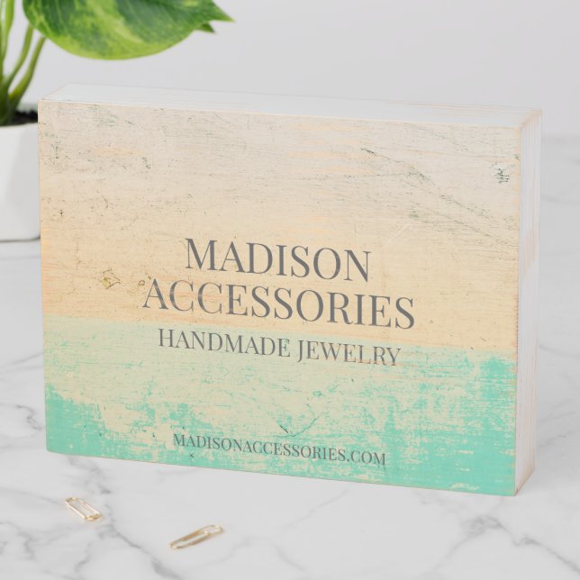 Modern Boho chic Custom Jewelry Designer Business  Wooden Box Sign (In Situ Horizontal)
