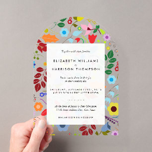 Modern Boho Chic Floral Wedding Acrylic Invitations