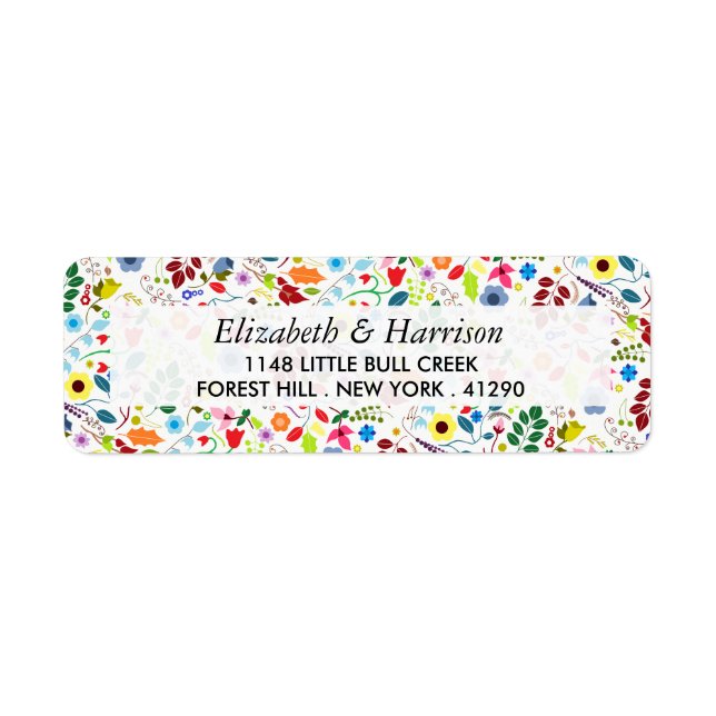 Modern Boho Chic Floral Wedding Label (Front)