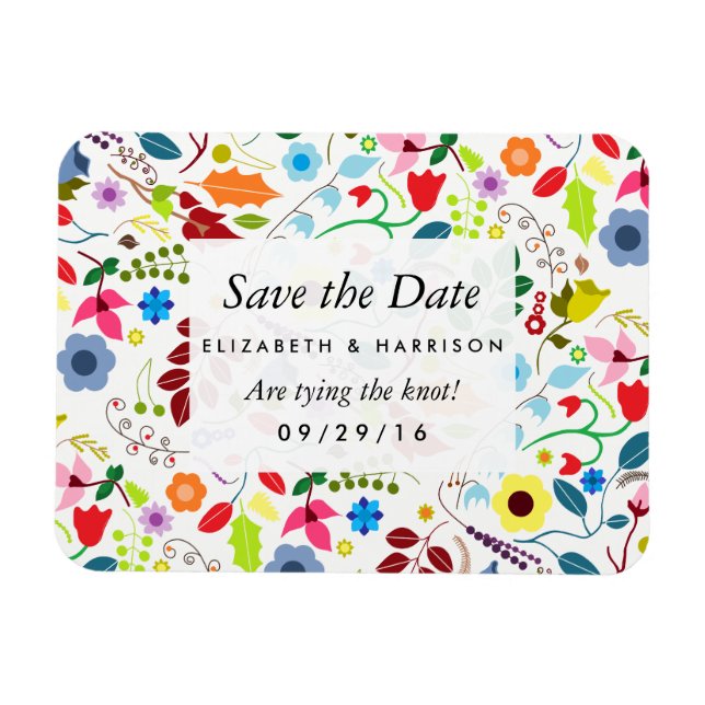 Modern Boho Chic Floral Wedding Save The Date Magnet (Horizontal)