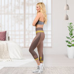 Modern Boho Chic Monogram Name Mocha Mousse  Capri Leggings<br><div class="desc">Elevate your activewear with these stylish capri leggings featuring a modern geometric stripe design in warm Mocha Mousse and elegant gold accents. The sporty Boho Chic look is paired with personalized monograms on each leg for a unique touch. Ideal for yoga, errands, or lounging in comfort and style. All colors,...</div>
