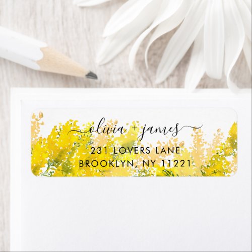 Modern Boho Chic Mustard Yellow Floral Watercolor Label