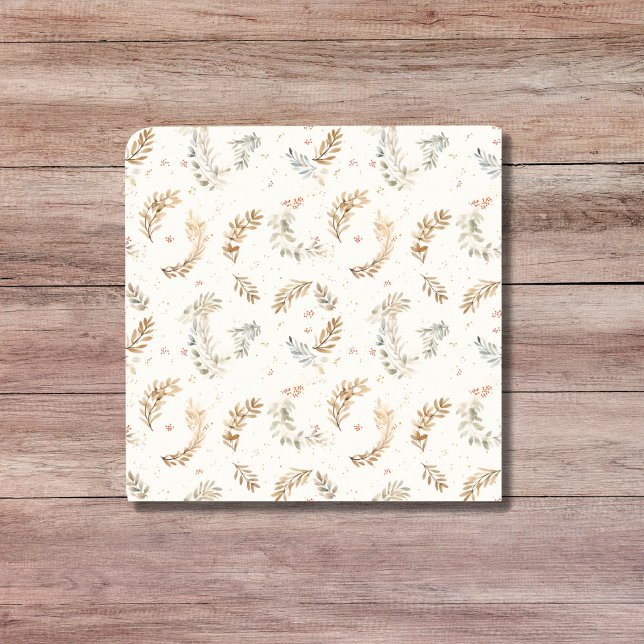 Modern Boho Chic Neutral Beige Brown Leaves Ceramic Tile (Modern Boho Chic Neutral Beige Brown Leaves Ceramic Tile)