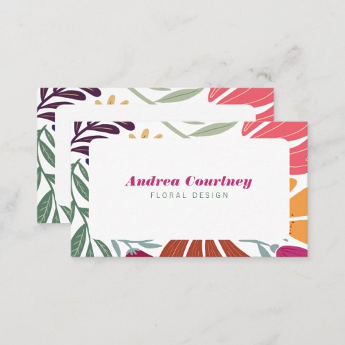 Modern Boho Chic Retro Colorful Floral Business Card