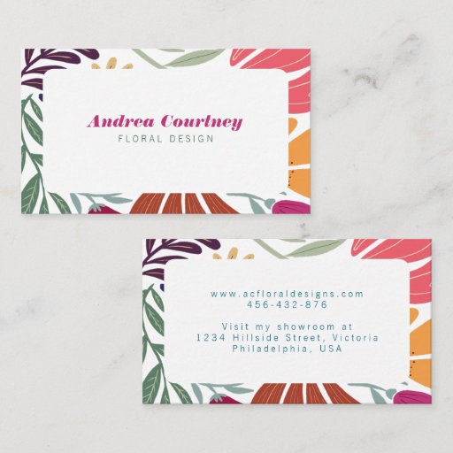 Customizable Modern Boho Chic Retro Colorful Floral Business Card