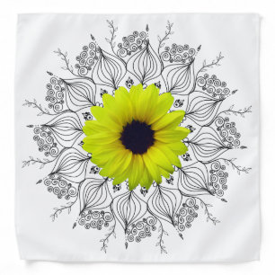 Modern boho chic sunflower mandala bandana