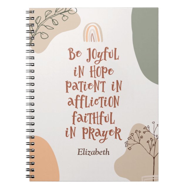 Modern Boho Christian Bible Verse Abstract Art Notebook (Front)