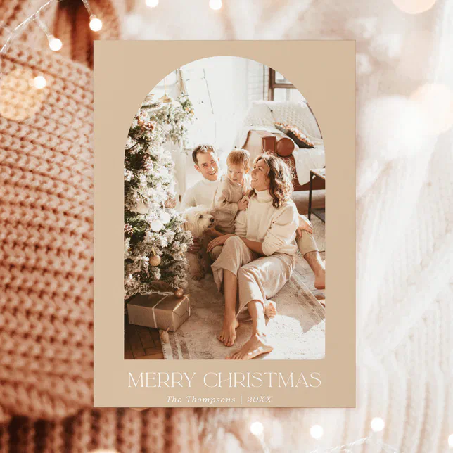 Modern Boho Christmas Card | Terracotta Photo Card | Zazzle