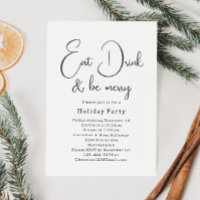 Modern Boho Christmas Eat Drink And Be Merry Party
