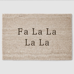 Modern Boho Christmas Fa La La outside coir Fiber Doormat