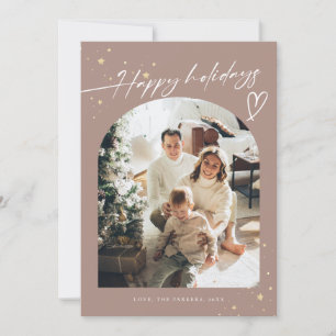 Modern Boho Christmas Family Photo Collage Holiday Card