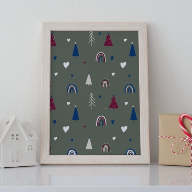 Modern Boho Christmas Green Wall Art Print (Creator Uploaded)