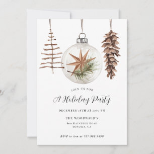 Modern Boho Christmas Holiday Party Invitation