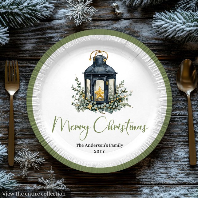 Modern Boho Christmas Lantern in Neutral Colors Paper Plates (Modern Boho Christmas Lantern in Neutral Colors

)