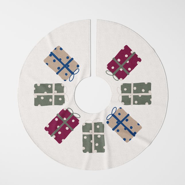 Modern Boho Christmas Polka Dot Present Tree Skirt (Creator Uploaded)