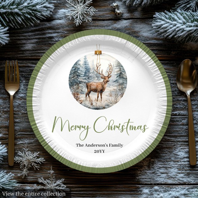 Modern Boho Christmas Scene Botanical Dinner Plate (Modern Boho Christmas Scene Botanical Dinner Plates)