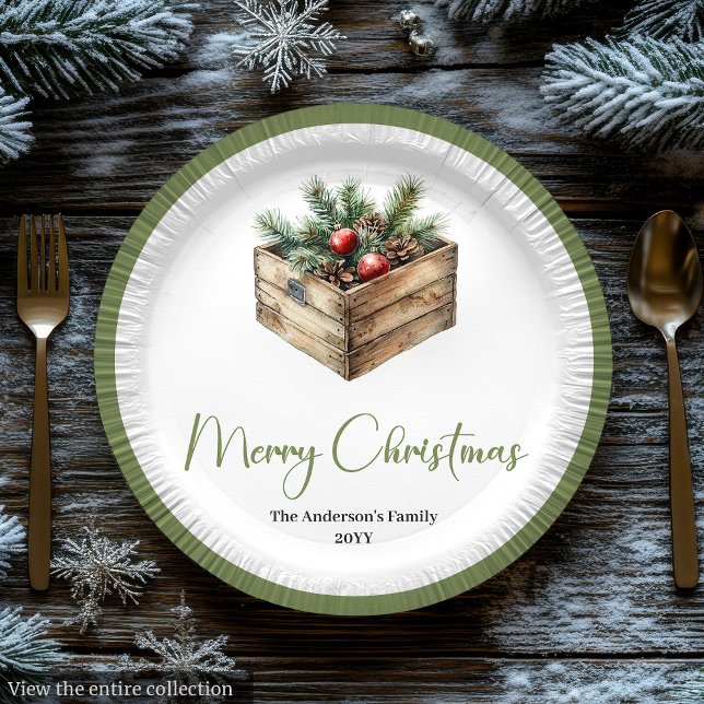 Modern Boho Christmas Tree Botanical Party Plates (Modern Boho Christmas Tree Botanical Party Plates)