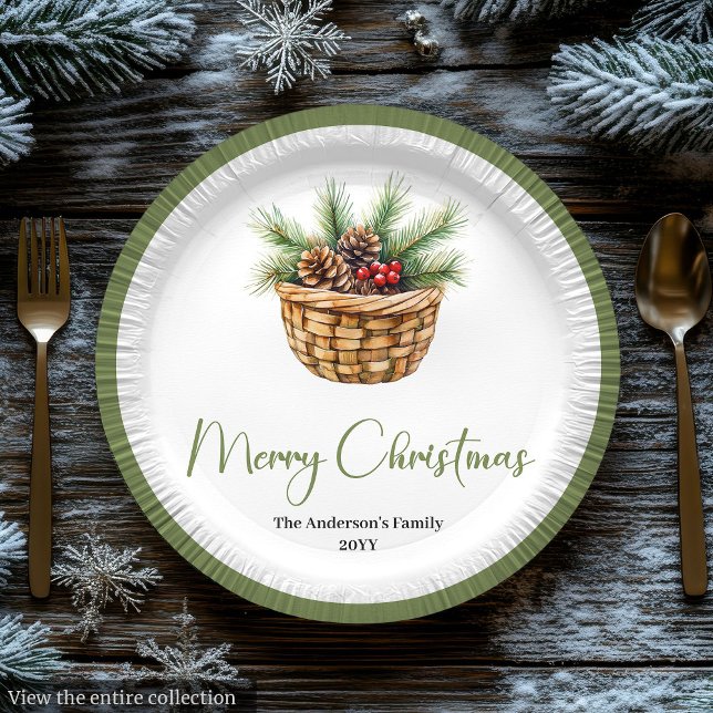 Modern Boho Christmas Tree Botanical Party Plates (Modern Boho Christmas Tree Botanical Party Plates)