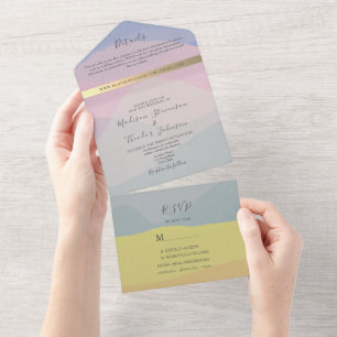 Modern Boho Colorful Photo Wedding  All In One Invitation
