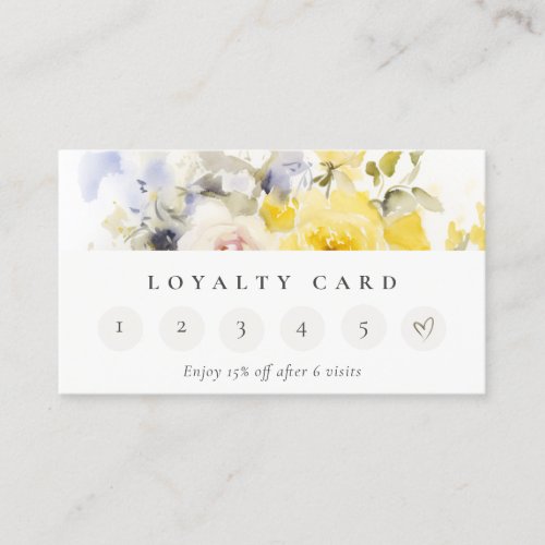 Modern Boho Colorful Rose Floral 6 Punch Loyalty  Business Card