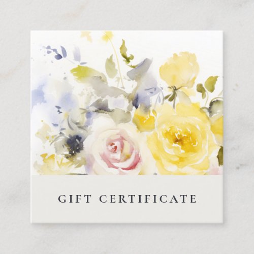 Modern Boho Colorful Rose Floral Gift Certificate