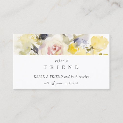 Modern Boho Colorful Rose Floral Refer A Friend Business Card