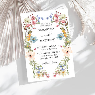 Modern Boho Colorful Wildflower Floral Wedding Invitation