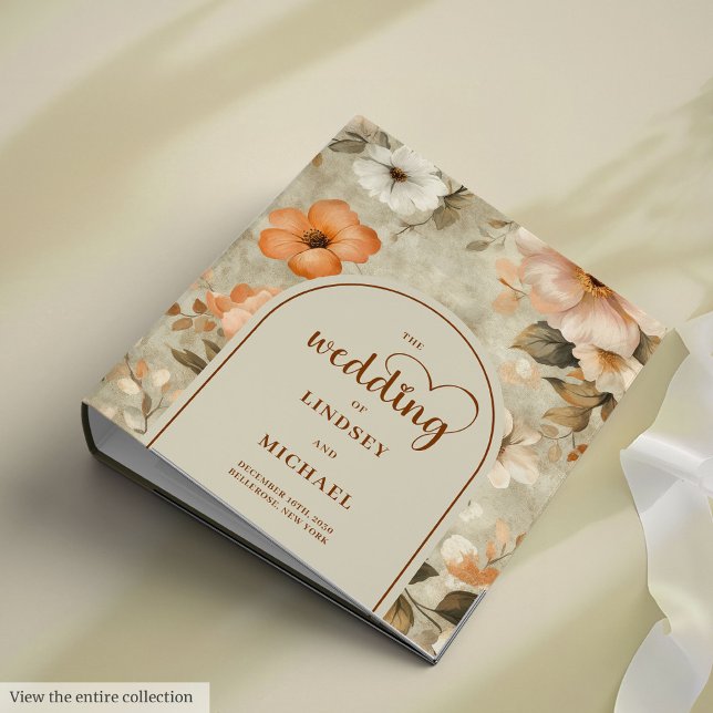 Modern Boho Copper Ivory Sage Slate Green Floral 3 Ring Binder (Modern Boho Copper Ivory Slate Green Floral Ring Binder

)