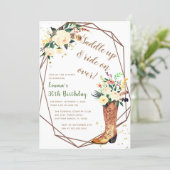 Modern Boho Cowgirl Floral Boots Birthday Party Invitation (Standing Front)