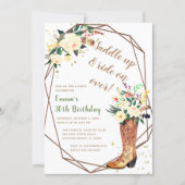 Modern Boho Cowgirl Floral Boots Birthday Party Invitation (Front)