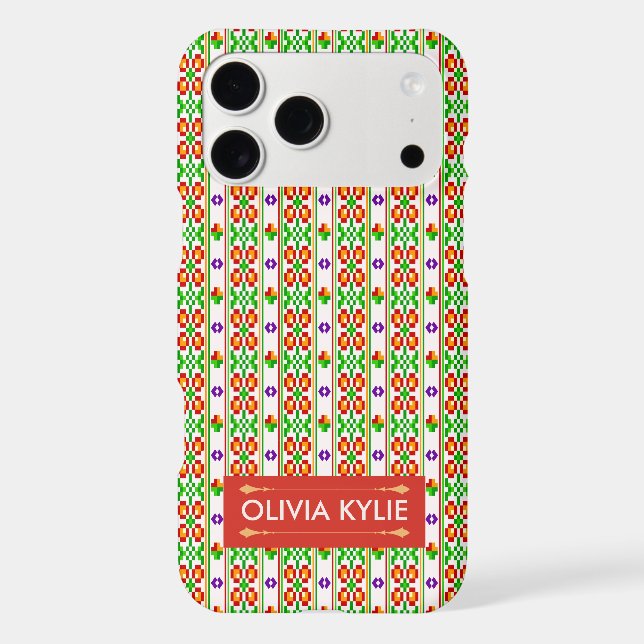 Modern Boho Cross Stitch Seamless Folk Pattern  iPhone Case (Back)