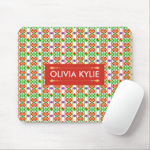 Modern Boho Cross Stitch Seamless Folk Pattern Mouse Pad