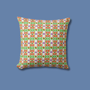 Modern Boho Cross Stitch Seamless Folk Pattern Throw Pillow