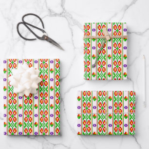 Modern Boho Cross Stitch Seamless Folk Pattern Wrapping Paper Sheets