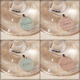 Modern Boho Custom Name Festive Christmas  Wine Charm