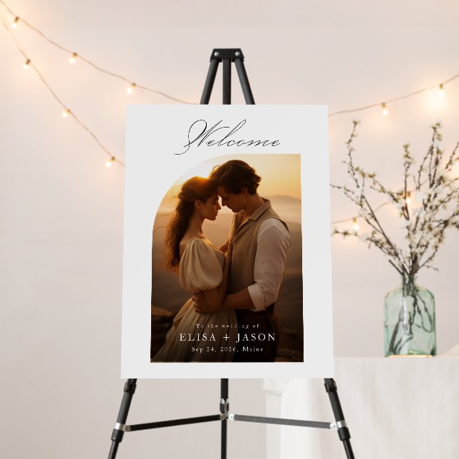 Modern Boho Custom Photo Wedding Welcome Foam Board (In Situ (Stand))