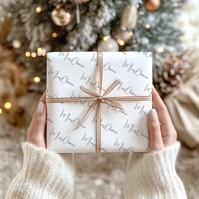 Modern Boho Customizable Script Text Christmas Wrapping Paper Sheets (Creator Uploaded)