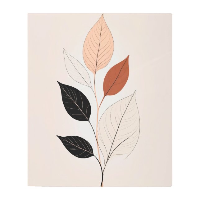 Modern Boho Decor: Minimalist Leaf Art Print (Front)