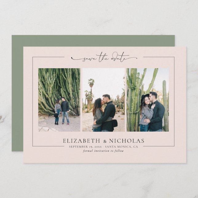 Modern Boho Desert | 3 Photo Save the Date (Front/Back)