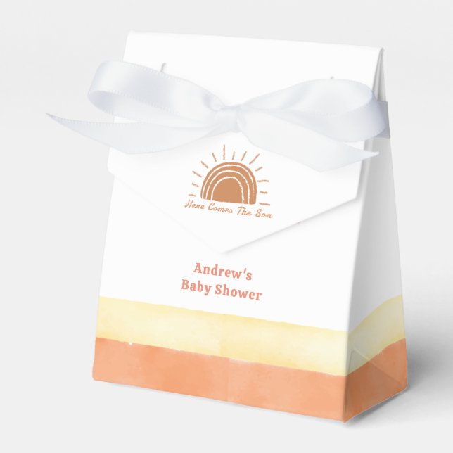 Modern Boho Desert Here Comes The Son Baby Shower  Favor Boxes (Front Side)