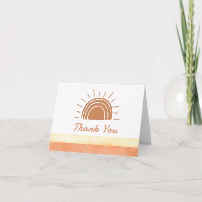 Modern Boho Desert Here Comes The Son Baby Shower  Thank You Card (Front)