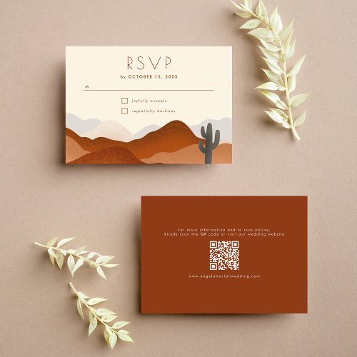 Modern Boho Desert Mountain Cactus Wedding  RSVP Card