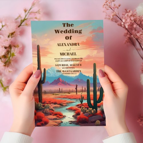 Modern Boho Desert Mountain Wedding Invitation