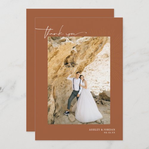 Modern Boho Desert  Simple Script Wedding  Thank  Thank You Card