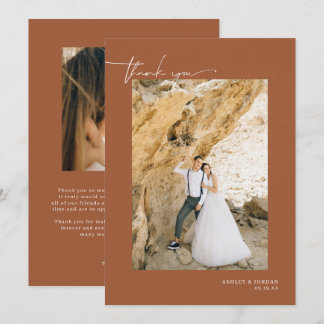 Modern Boho Desert | Simple Script Wedding  Thank  You Card