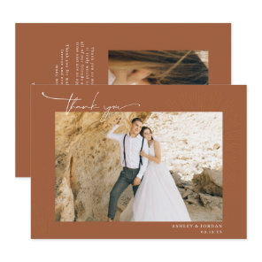 Modern Boho Desert | Simple Script Wedding  Thank You Card