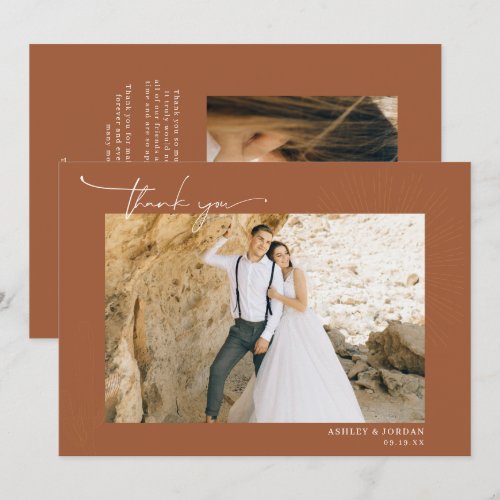 Modern Boho Desert | Simple Script Wedding  Thank You Card
