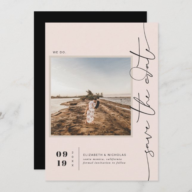 Modern Boho Desert | Square Photo Save the Date (Front/Back)